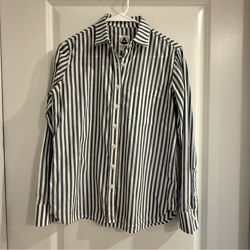 Tradlands Button Down Shirt- Blue and White Stripes-Cotton made in USA